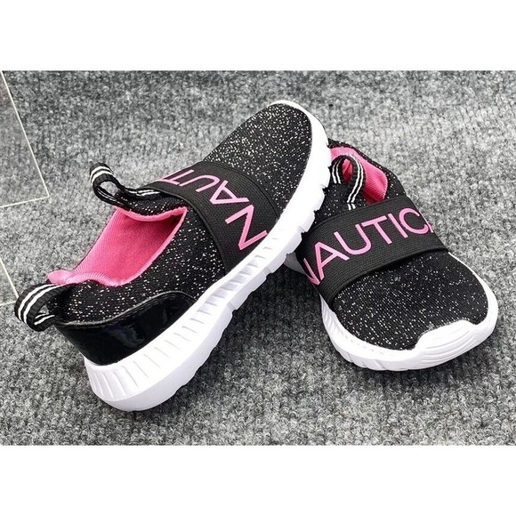 Nautica Kids Girls Toddler 5C Athletic Sneaker Canvey Sparklet Shoe Slip On - Picture 4 of 12